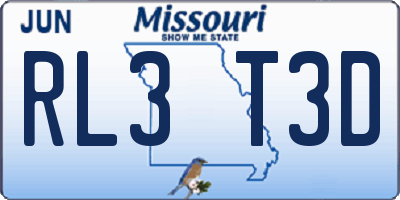 MO license plate RL3T3D