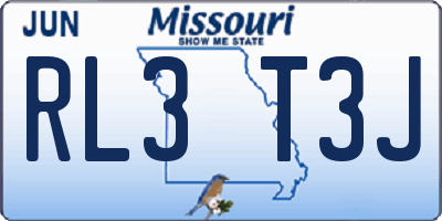MO license plate RL3T3J