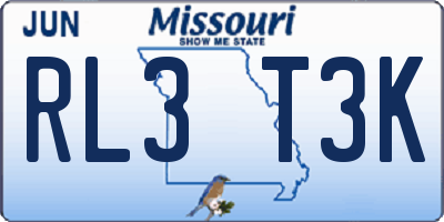 MO license plate RL3T3K