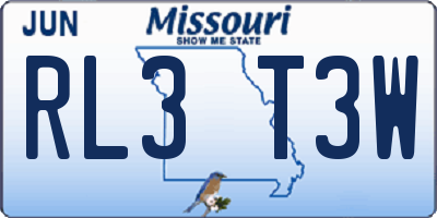 MO license plate RL3T3W