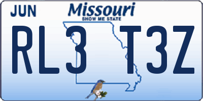 MO license plate RL3T3Z