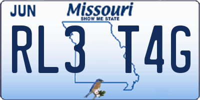 MO license plate RL3T4G