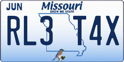 MO license plate RL3T4X