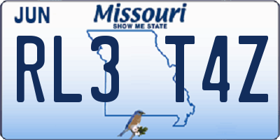 MO license plate RL3T4Z