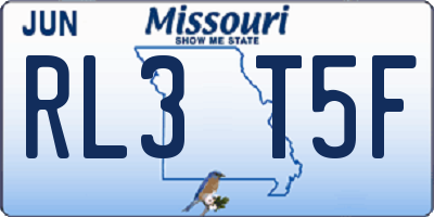 MO license plate RL3T5F