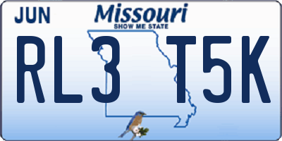 MO license plate RL3T5K