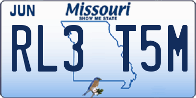 MO license plate RL3T5M