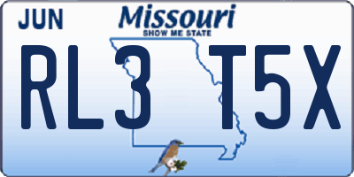 MO license plate RL3T5X