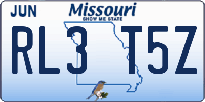 MO license plate RL3T5Z
