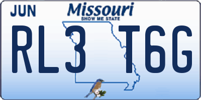 MO license plate RL3T6G