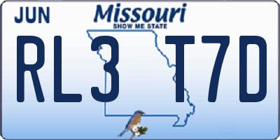 MO license plate RL3T7D