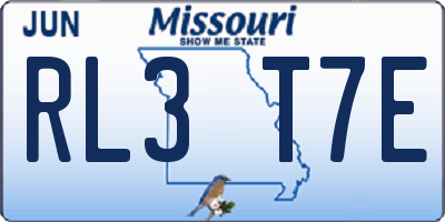 MO license plate RL3T7E