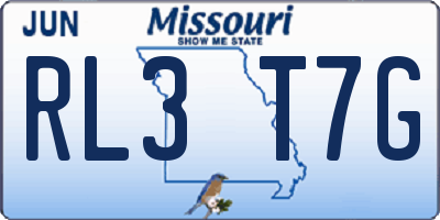 MO license plate RL3T7G