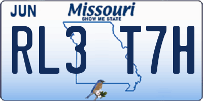MO license plate RL3T7H