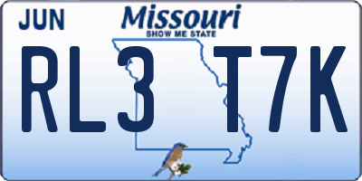 MO license plate RL3T7K