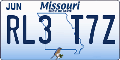 MO license plate RL3T7Z