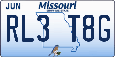 MO license plate RL3T8G
