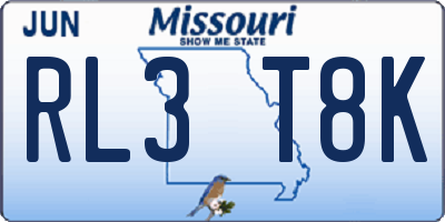 MO license plate RL3T8K