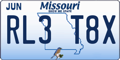 MO license plate RL3T8X