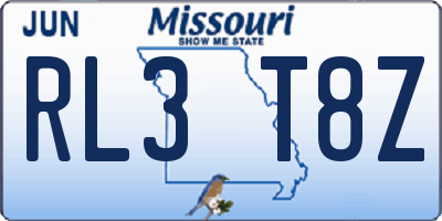 MO license plate RL3T8Z
