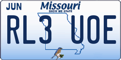 MO license plate RL3U0E