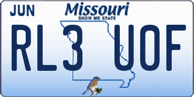 MO license plate RL3U0F
