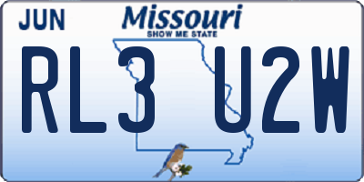 MO license plate RL3U2W