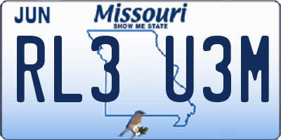MO license plate RL3U3M