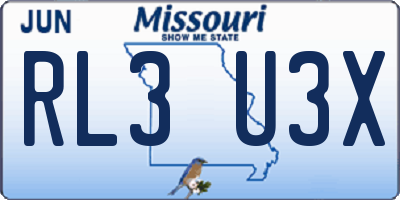 MO license plate RL3U3X