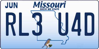 MO license plate RL3U4D