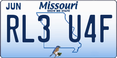 MO license plate RL3U4F