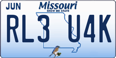 MO license plate RL3U4K