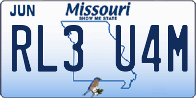 MO license plate RL3U4M