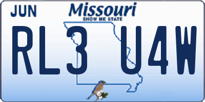MO license plate RL3U4W