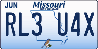 MO license plate RL3U4X