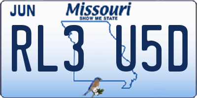 MO license plate RL3U5D