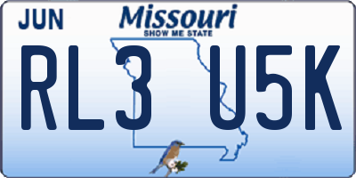 MO license plate RL3U5K