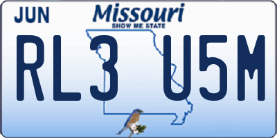 MO license plate RL3U5M