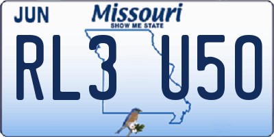 MO license plate RL3U5O