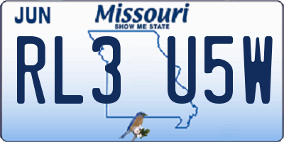 MO license plate RL3U5W