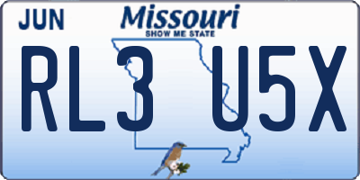 MO license plate RL3U5X