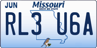 MO license plate RL3U6A