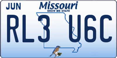 MO license plate RL3U6C