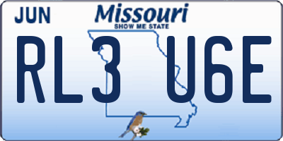 MO license plate RL3U6E