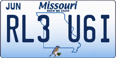 MO license plate RL3U6I