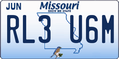 MO license plate RL3U6M