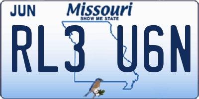 MO license plate RL3U6N
