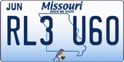 MO license plate RL3U6O