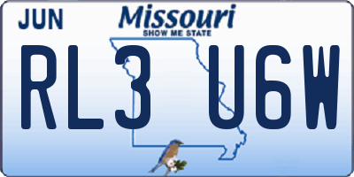 MO license plate RL3U6W