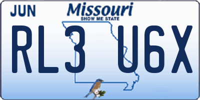 MO license plate RL3U6X